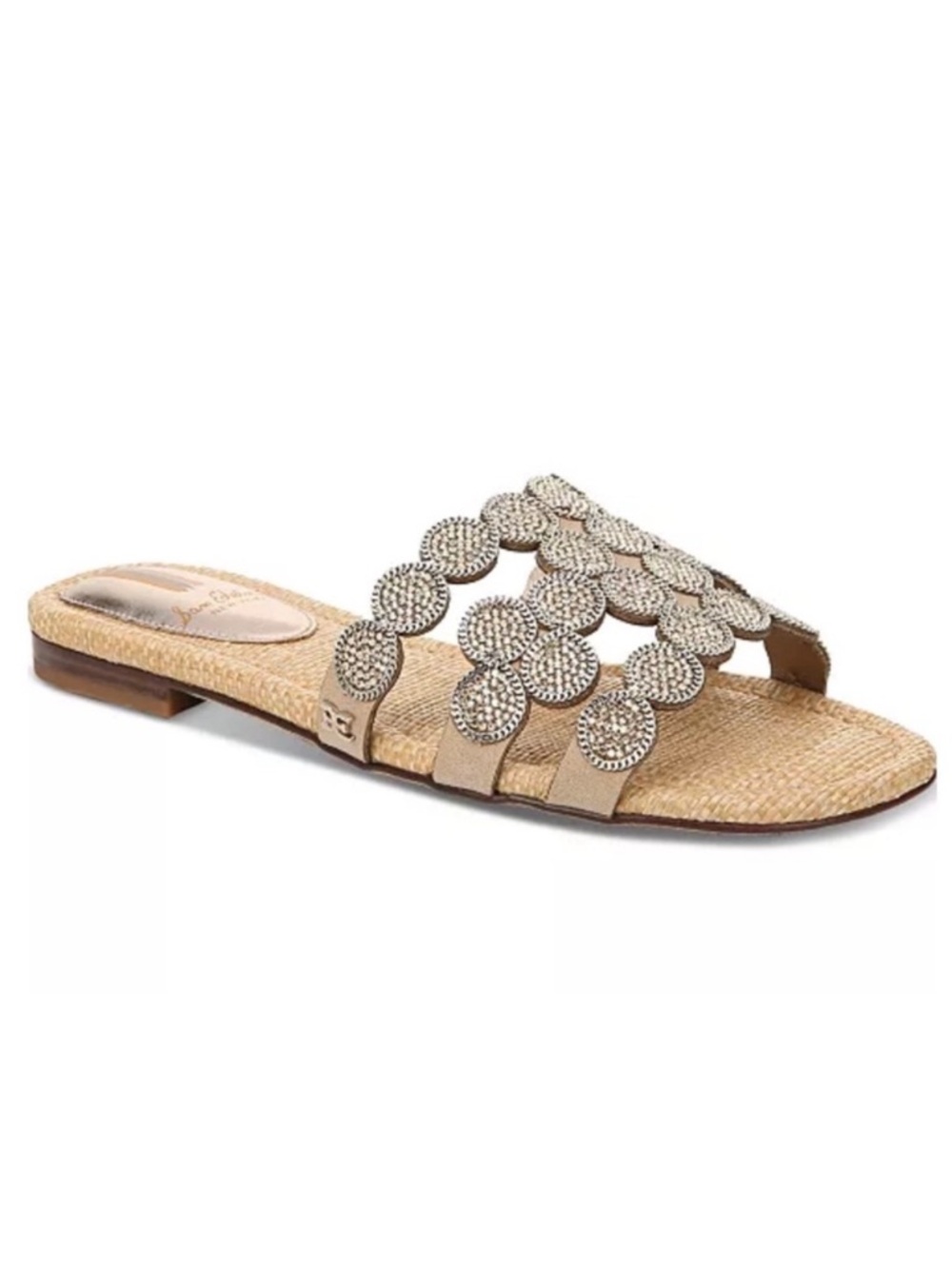 SAM EDELMAN Bay Marche Slide Sandal in Goldstud Beige Gold Rhinestone Size 9